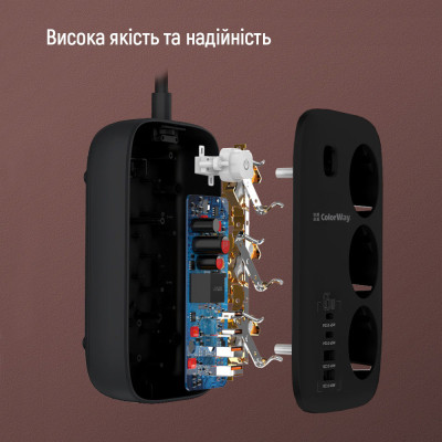 Сетевой фильтр питания ColorWay CW-CHE34PDB 3 роз/4USB GaN3 Pro (CW-CHE34PDB) Винница - изображение 5
