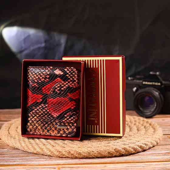 Невеликий жіночий гаманець з натуральної шкіри з тисненням під змію CANPELLINI 21667 Різнокольоровий Київ