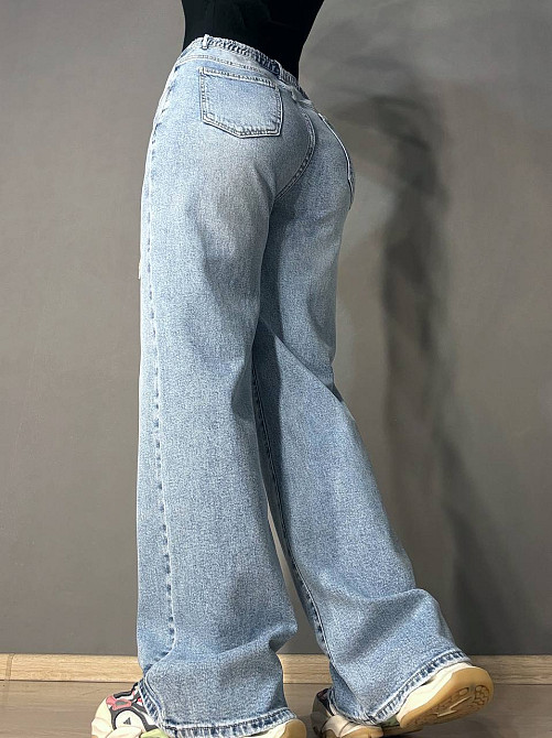 Джинси жіночі Liana 1-047 палаццо з резинкою на талії стрейчеві великі розміри блакитні, блакитний, 4О, 40, 106 см, 125 см Київ - фото 12