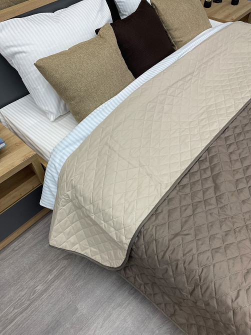 Покрывало двустороннее Decorator Microfiber ромб 140х215 см капучино с бежевым (85-003) Киев - изображение 3