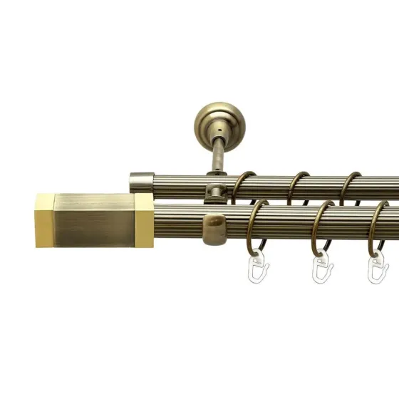 Карниз Orvit Квадро металевий дворядний відкритий рифлена труба кільце металеве Антик 25\19 мм 300 см Львов