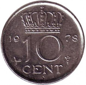 Монета 10 центів. 1978 рік, Нідерланди. Полтава - фото 1
