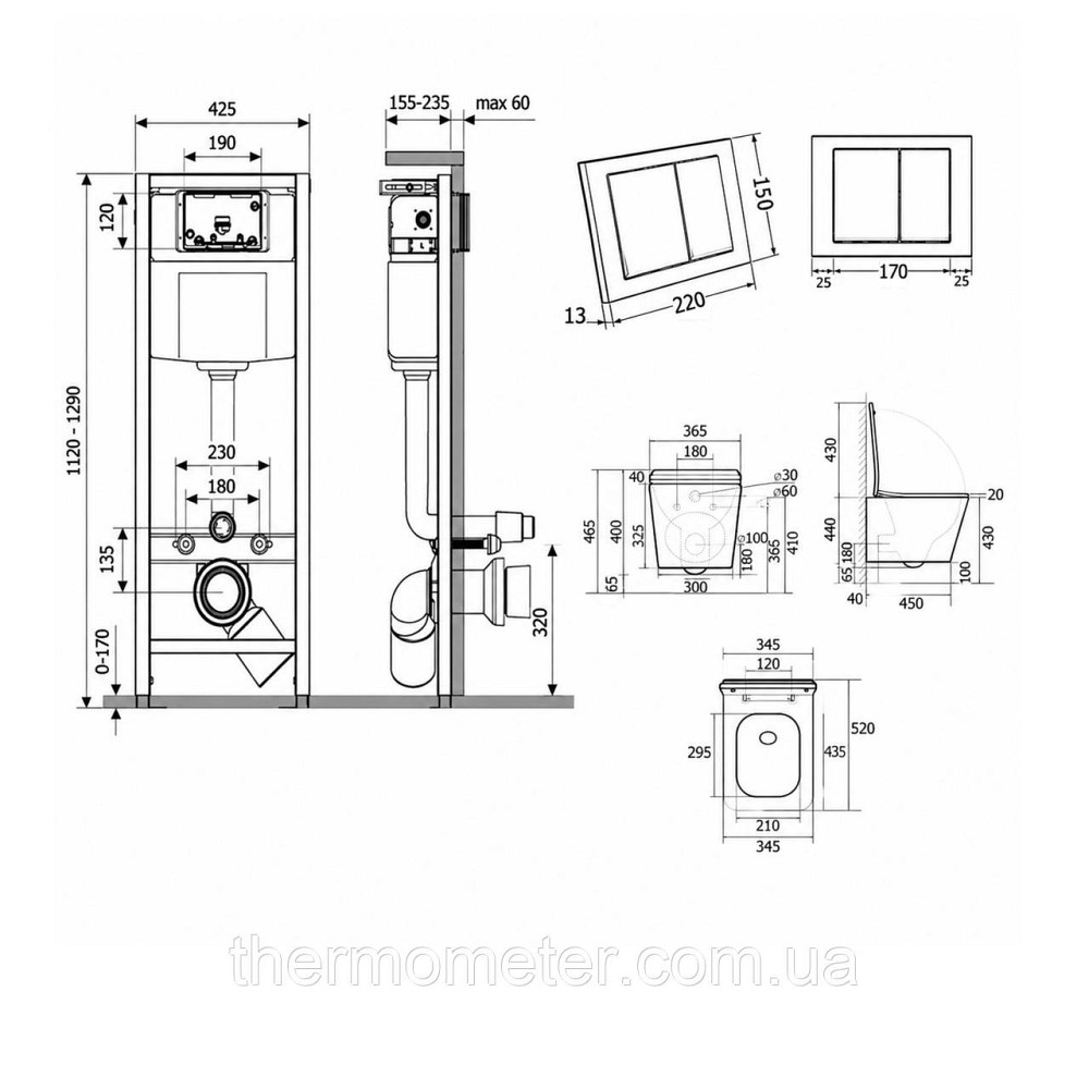 Готовое решение Qtap для ванной комнаты: подвесной унитаз Tern Ultra Quiet 525x345x360 + комплект инсталляции Nest 4 в 1 Киев - изображение 19