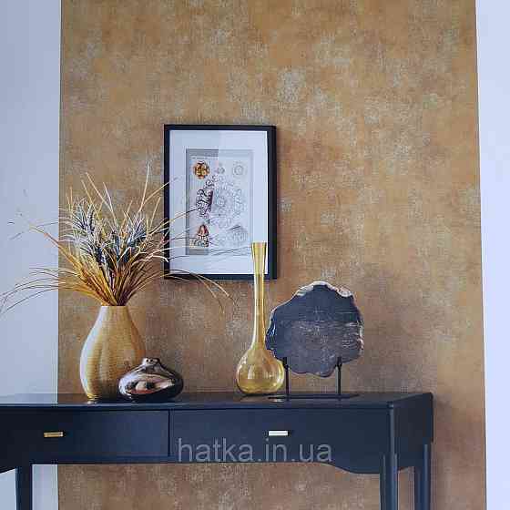 Обои флизелиновые эко Casadeco Stone 0.53х10 под венецианскую штукатурку ярко желтые золотистые с перламутром Киев