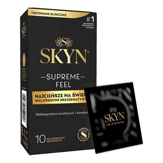 Ультратонкие безлатексные презервативы SKYN Supreme Feel 10 шт, 0,035 мм, естественная текстура кожи Sex Aura Киев