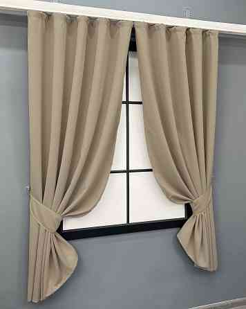 Комплект коротких штор VR-Textil Блекаут Midnight № 1230ш Темний бежевий 140х170 см 2 шт (35-0430) Київ