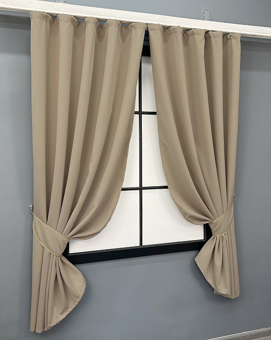 Комплект коротких штор VR-Textil Блекаут Midnight № 1230ш Темний бежевий 140х170 см 2 шт (35-0430) Київ - фото 2