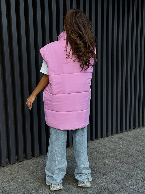 Жіноча стильна оверсайз-дута жилетка плащівка Еммі Рожевий Одеса - фото 7