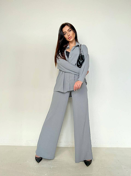 Жіночий стильний привабливий костюм американський креп Сірий, 44/46 Одеса - фото 2