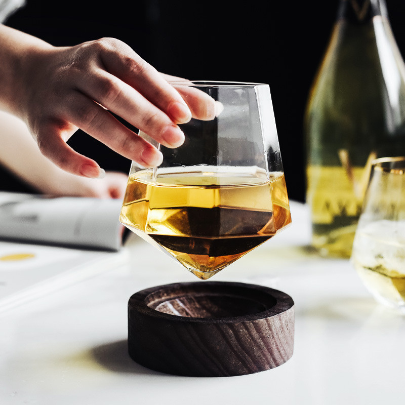 Бокали для віскі Алмаз, ЕФФЕКТНІ! З дерев'яною підставкою! набір келихів 6 шт. Кременчук - фото 1