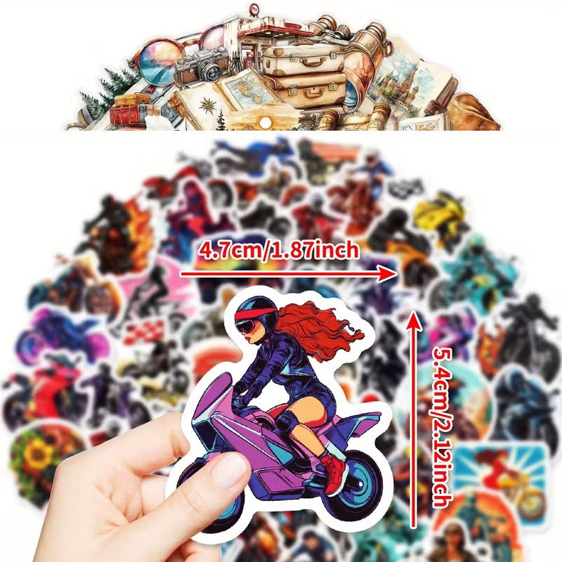 Набор стикеров 50 шт. с мотоциклами – байкерские наклейки для декора Киев - изображение 4