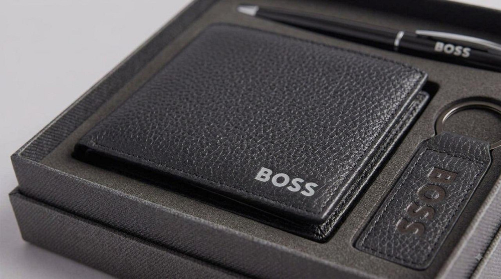 Подаруноквий чоловічий комплект, гаманець, брелок і ручка Boss (7703-3) Київ - фото 7