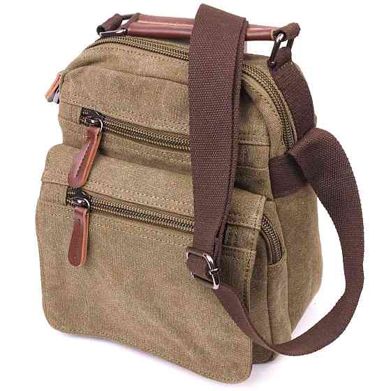 Тканинна чоловіча сумка із щільного текстилю 21227 Vintage Оливкова Київ