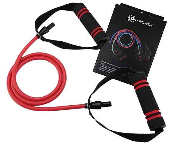 Трубчастий еспандер для фітнесу із ручками U-POWEX Latex resistance tube 30LB Red (13.5кг.) Кам'янське
