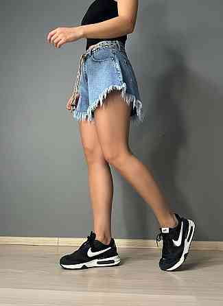 Шорты женские джинсовые Liana 4-036 расклешенные A-силуэт с бахромой и поясом голубые, голубой, 29, 29, 73 см Киев