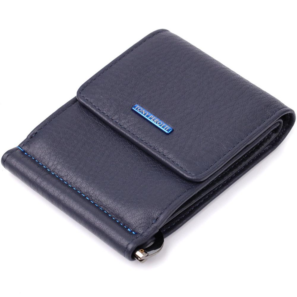 Вертикальный мужской зажим из зернистой натуральной кожи Tony Perotti 20862_1 (3595 navy) Синий Киев - изображение 5