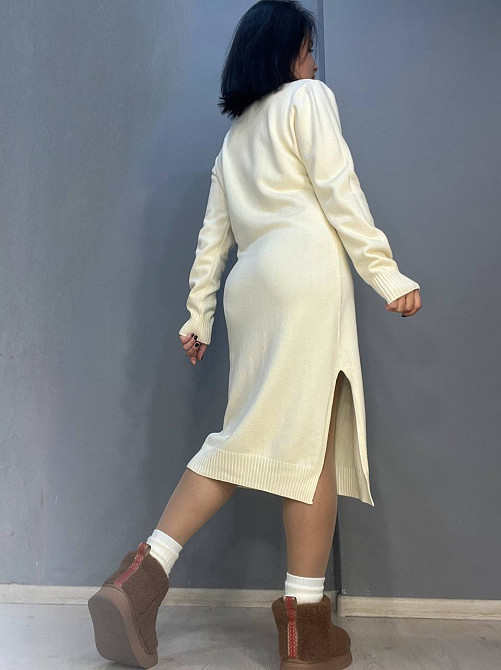 Сукня жіноча Accorddream 2858 светр довга оверсайз комір стійка розріз one size, молочний, one size Київ - фото 5