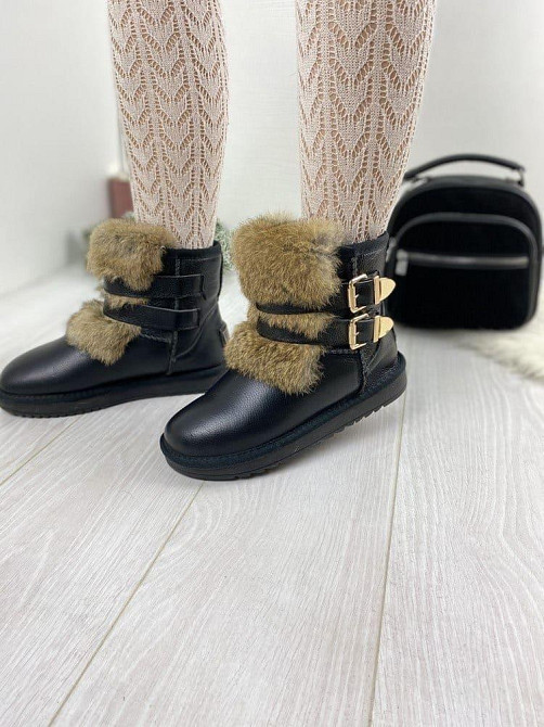 ITTS Угги жіночі ITTS чорні натуральна шкіра з хутром штучним размер 36р. (8801-1) Коломыя - изображение 1