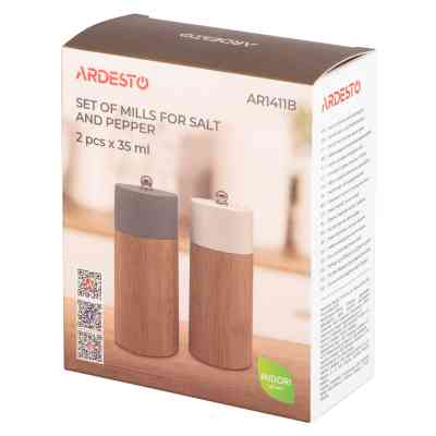 Мельница для специй Ardesto Midori, Набір 2 шт х 35мл для солі та перцю сірий, білий (AR1411B) Винница