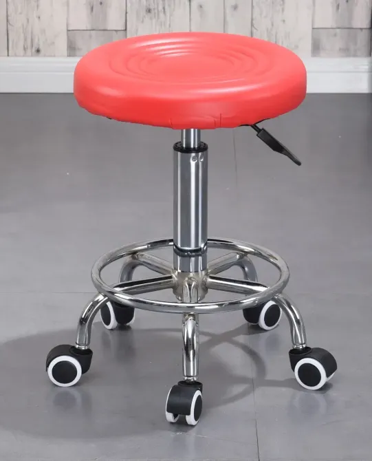 Стул косметологический без спинки на колесах с подставкой для ног, регулировка высоты Красный Киев - изображение 3
