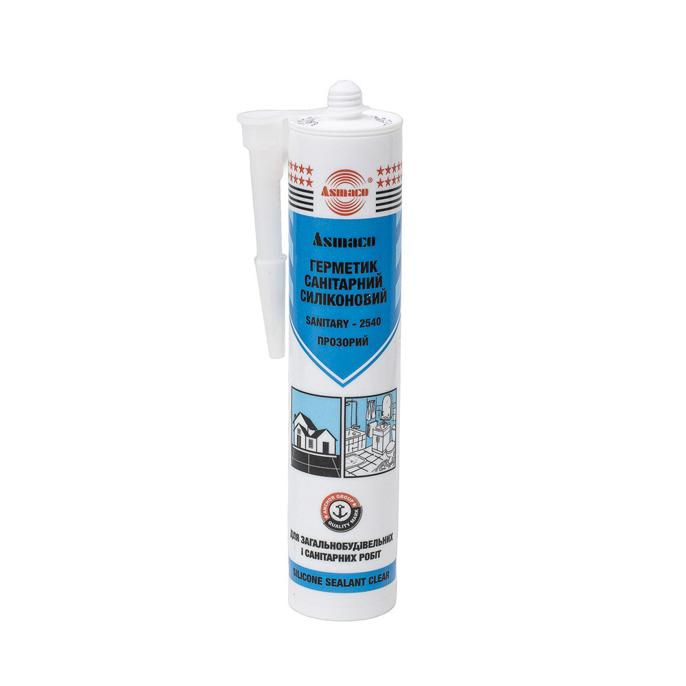 Герметик силиконовый санитарный прозрачный 280мл (310г) ОАЭ ASMACO (2732201) Киев - изображение 1
