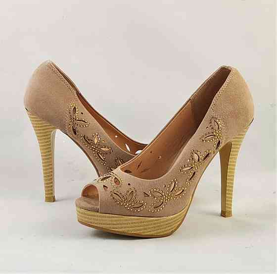 Жіночі Бежеві Туфлі на Каблуку Шпильке Замшеві Модельні (розміри: 36,37,38,39,40,41) - 37-1 Дніпро