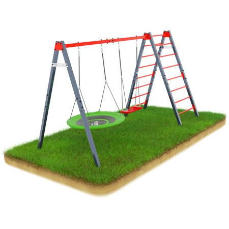 Гойдалка з гніздом лелеки та драбиною K-Sport KSOZ015D - червоно-сіра Київ - фото 2