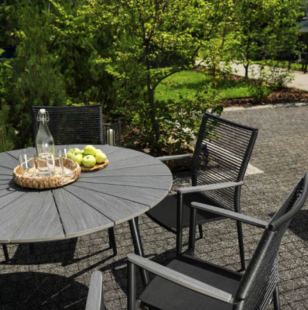 Комплект садових меблів Di Volio Arona 6+1 чорний/сірий Київ