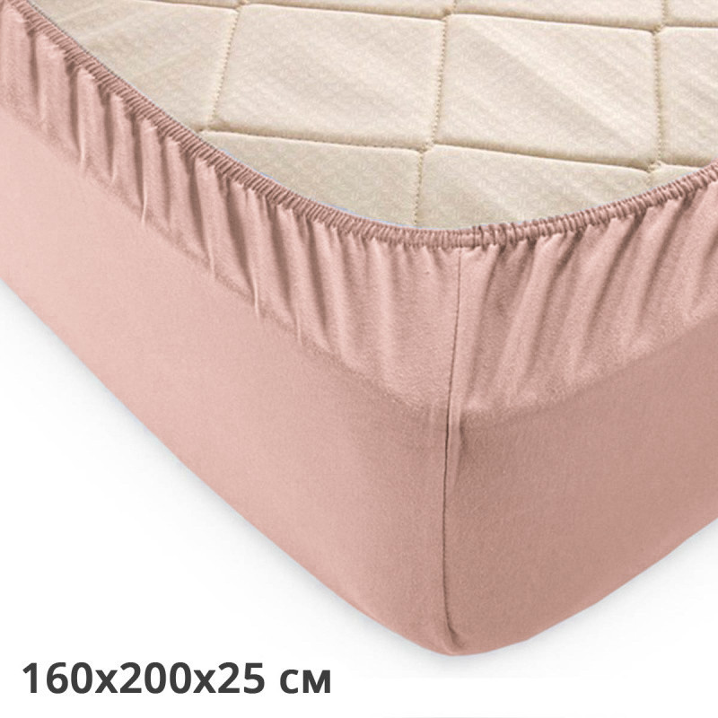 Простирадло на резинці трикотажне GM TEXTILE 160х200х25см 120г/м2 (Світло-коричневий) Суми - фото 2