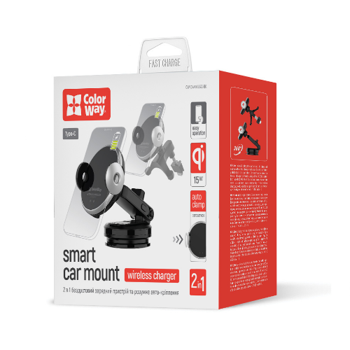 Тримач автомобільний для мобільного + БЗП 2в1 Dashboard+Air Vent ColorWay CW-CHAW039Q-BK Житомир - фото 4