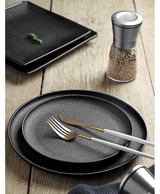 Тарелка квадратная черная керамическая  матовая 25 см 922 грамма!! Столовая тарелка Блюдо Кременчуг - изображение 7