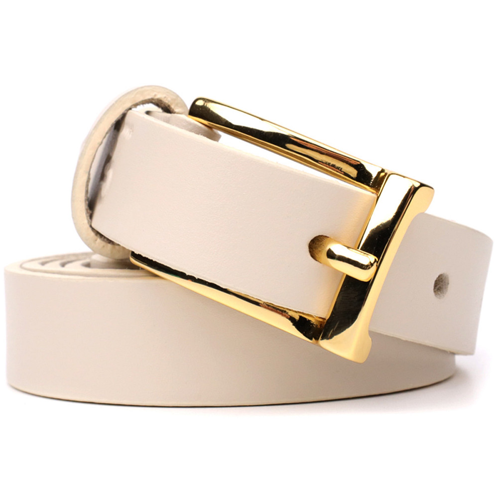 Красивий тонкий шкіряний ремінь для жінок GRANDE PELLE 22949 Молочний Київ - фото 9