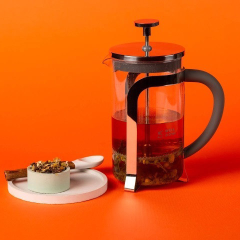 Френч-пресс для ароматного чая Well Done WD-8016B 600 мл, Заварник для чая с прессом QC-11 Львов - изображение 4