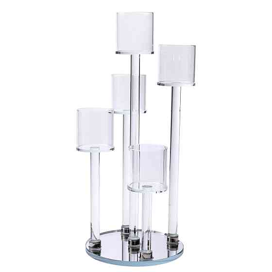 Підсвічник скляний на 5 свічок 16×38 см підсвічник декоративний прозорий на ніжці HP-4-14 Коломия