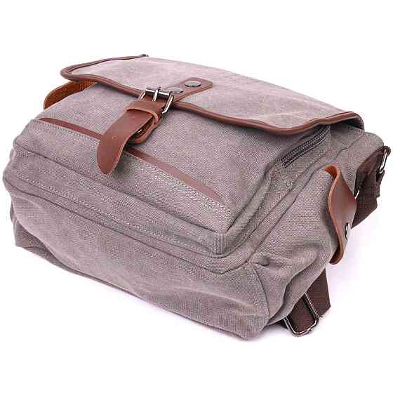 Практичная горизонтальная мужская сумка из текстиля 21248 Vintage Серая Киев