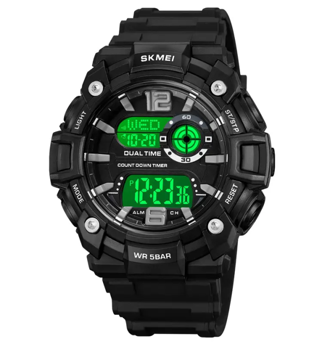 Часы мужские спортивные наручные Skmei 2018 (Черный с белым циферблатом) Винница - изображение 3