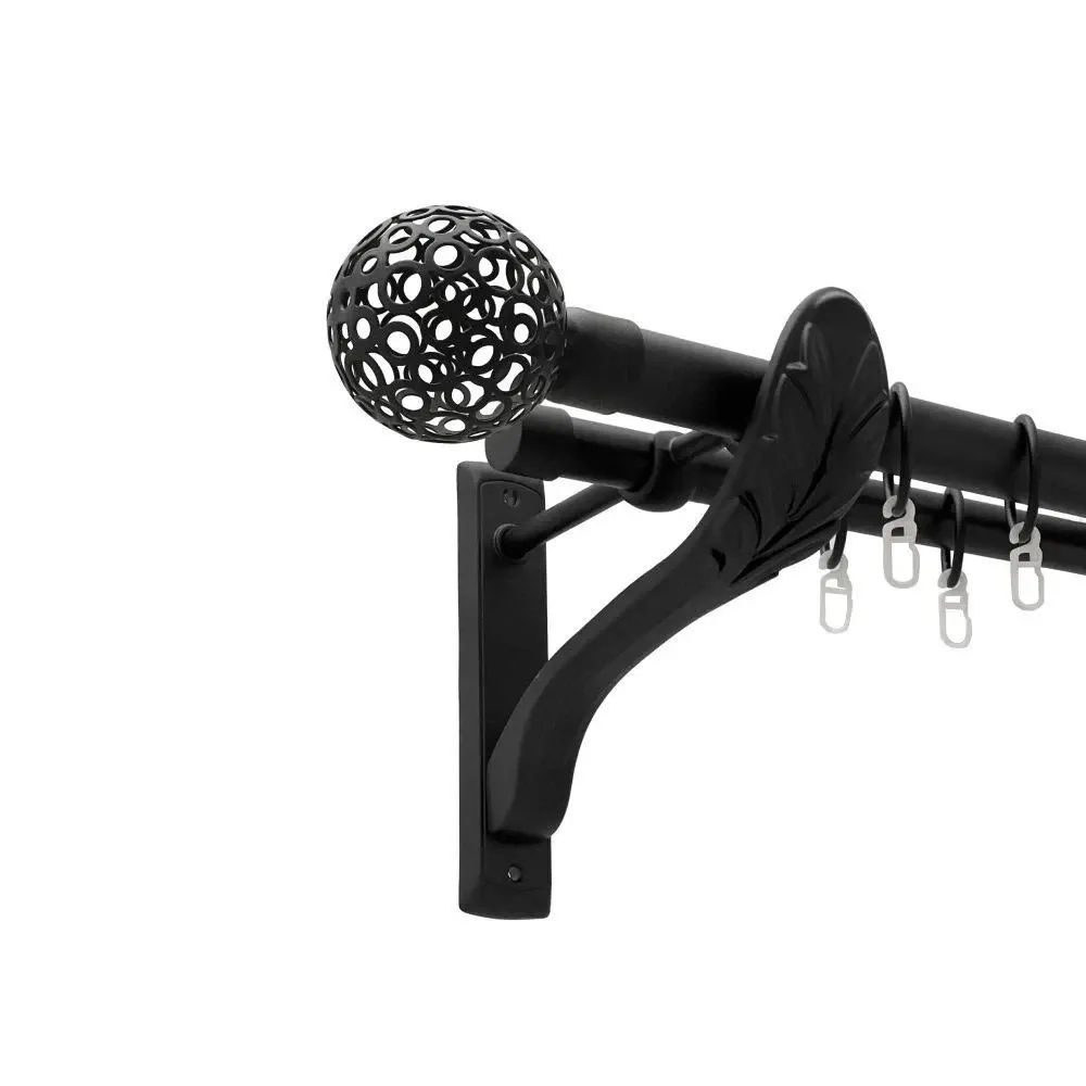 Карниз Orvit Савона металевий дворядний ретро гладка труба кільце металеве Чорний Оксамит 25\19 мм 160 см (00-00018220) Львів - фото 1