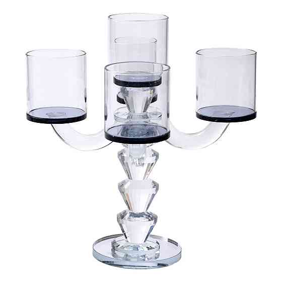 Канделябр на 5 свічок 19×19×24 см підсвічник декоративний скляний на ніжці Чорний HP-4-23 Київ