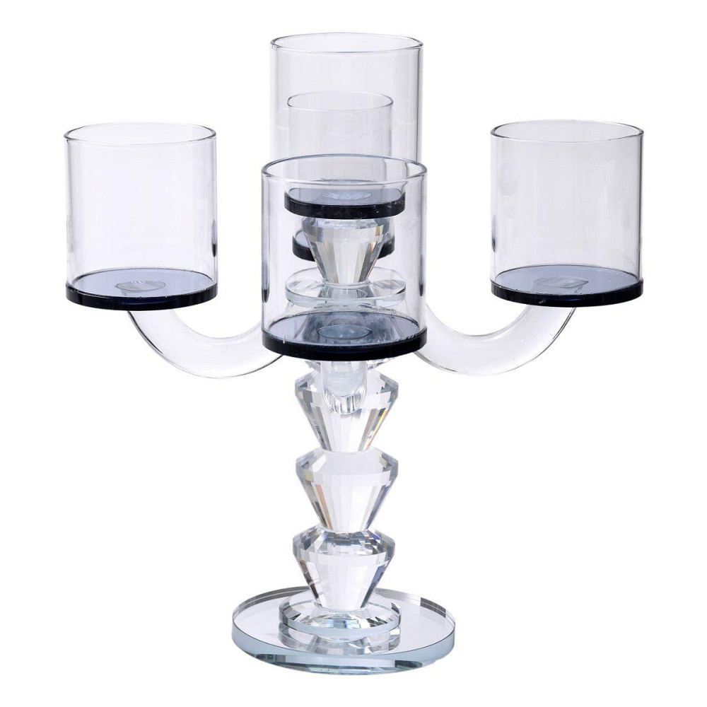 Канделябр на 5 свічок 19×19×24 см підсвічник декоративний скляний на ніжці Чорний HP-4-23 Київ - фото 2
