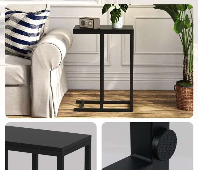 Журнальный приставной столик в стиле Loft черный современный дизайн для гостиной и спальни Costway Vittsjo Киев - изображение 6