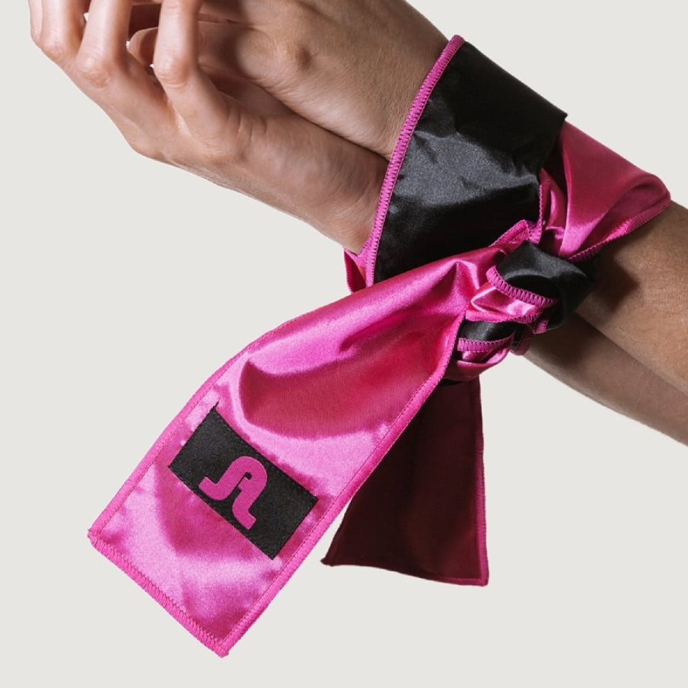 Повязка из сатина на глазу Adrien Lastic Satin Sash черно-розовая Sex Aura Киев - изображение 5
