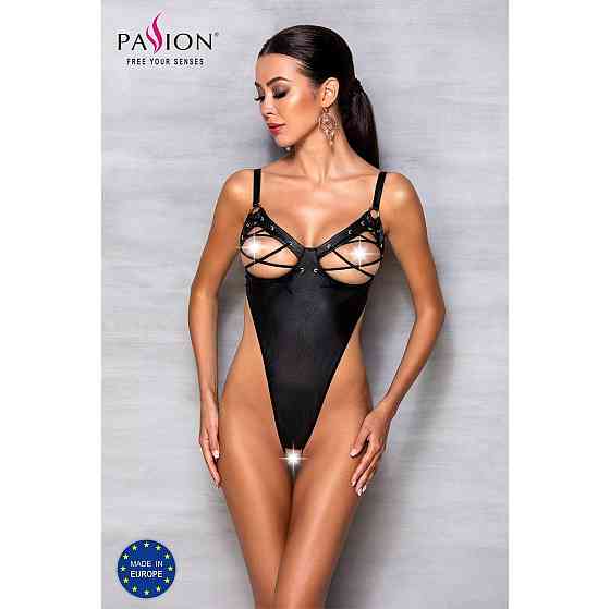 Боди из экокожи Passion CELINE BODY L/XL, black, с доступом, открытый Sex Aura Киев
