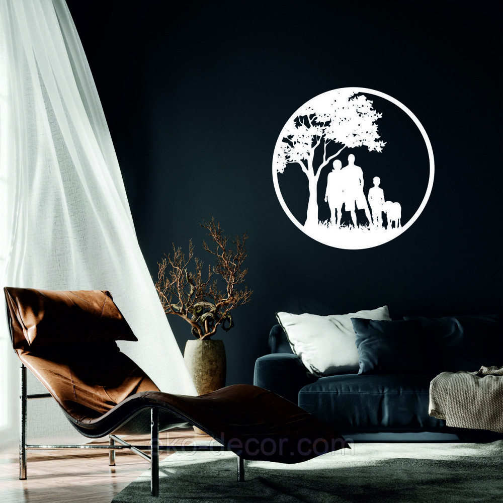 Декоративне настінне Панно «Сім'я», Декор на стіну 90*90 см, Білий Київ - фото 1