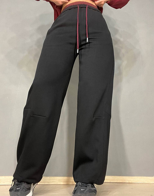 Штани жіночі A-N 25061 спортивні широкі Baggy з кишенями та шнурком трикотажні чорні, чорний, L Київ - фото 20