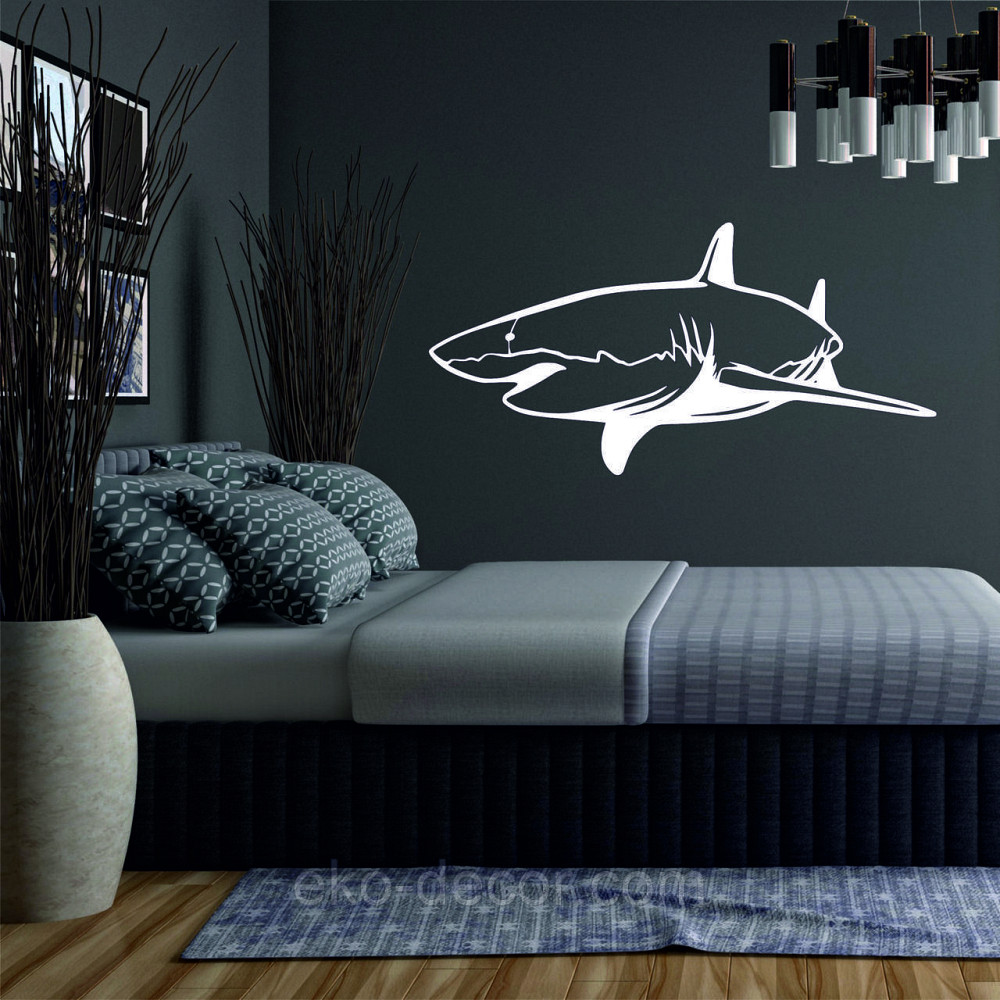 Декоративное настенное Панно «Акула» Декор на стену 90*44 см, Белый Киев - изображение 4