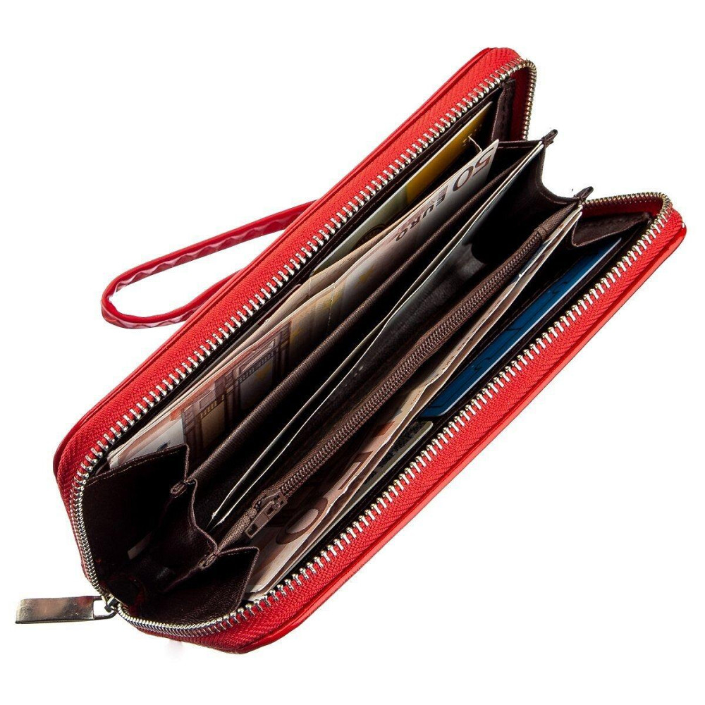 Гаманець жіночий на одну блискавку з екокожі гладкий KIVI 19041 Червоний Київ - фото 3