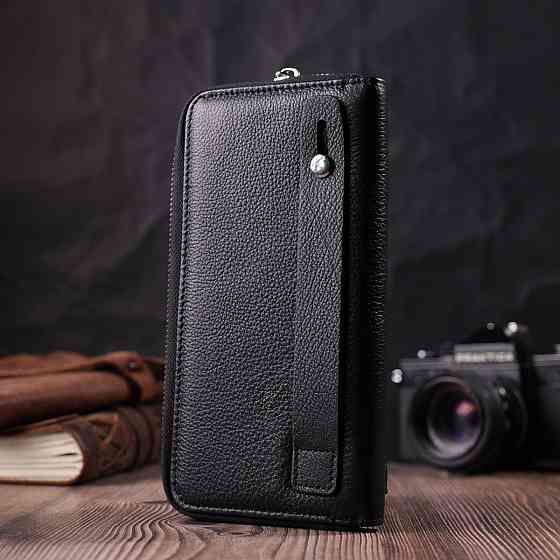 Функциональный кошелек-клатч унисекс из натуральной кожи ST Leather 22529 Черный Киев