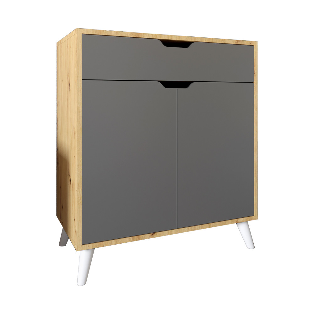 Комод в гостиную с белыми ножками М-ЗОН Борн 750 Дуб Артизан/Антрацит (MZN-031041) Львов - изображение 2