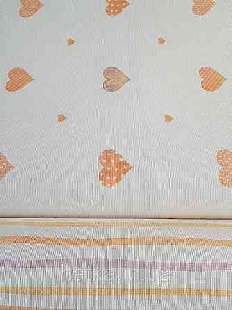 Шпалери вінілові на флізеліні AdaWall Ada Kids метрові для дівчинки серця жовтогарячі на пісочному Київ