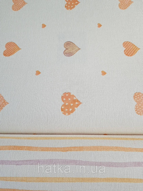 Шпалери вінілові на флізеліні AdaWall Ada Kids метрові для дівчинки серця жовтогарячі на пісочному Київ - фото 2